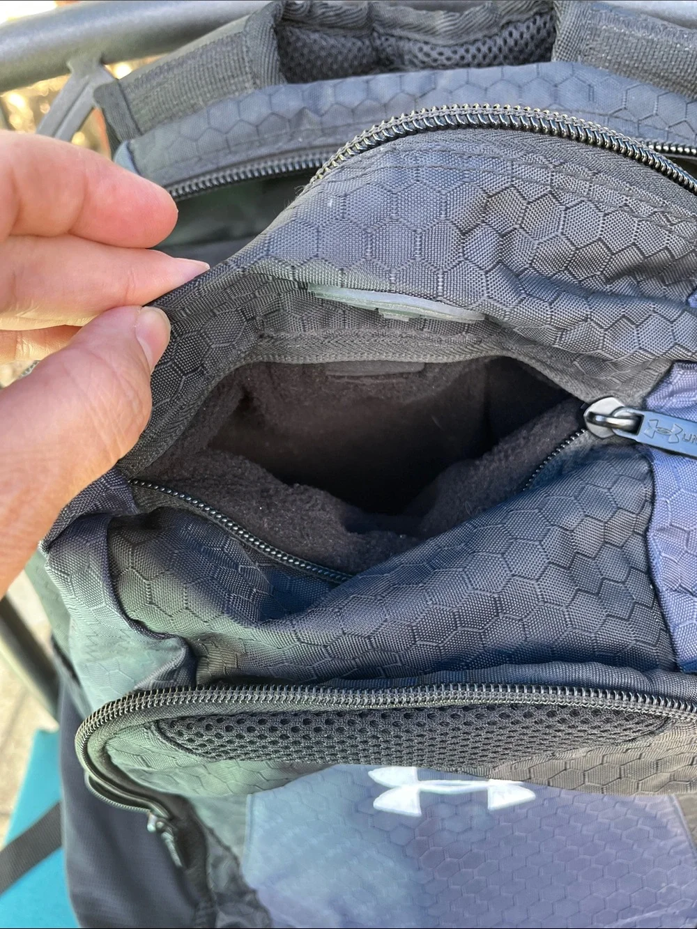 Under Armour Black and Navy Hex-Pattern Backpack